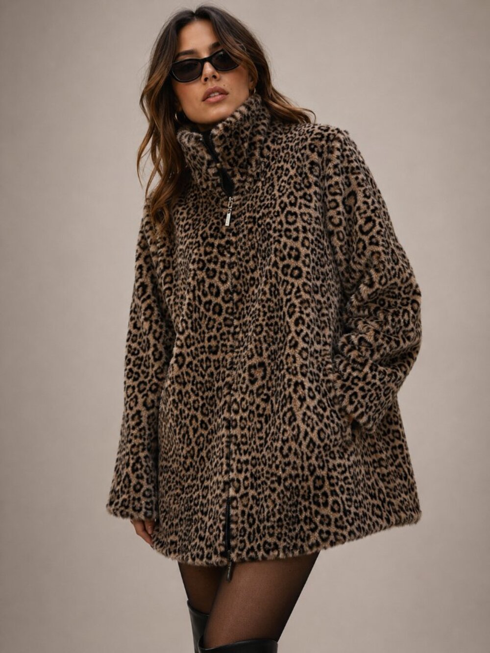 Calvin Klein Reversible Leopard Print Oversized Coat